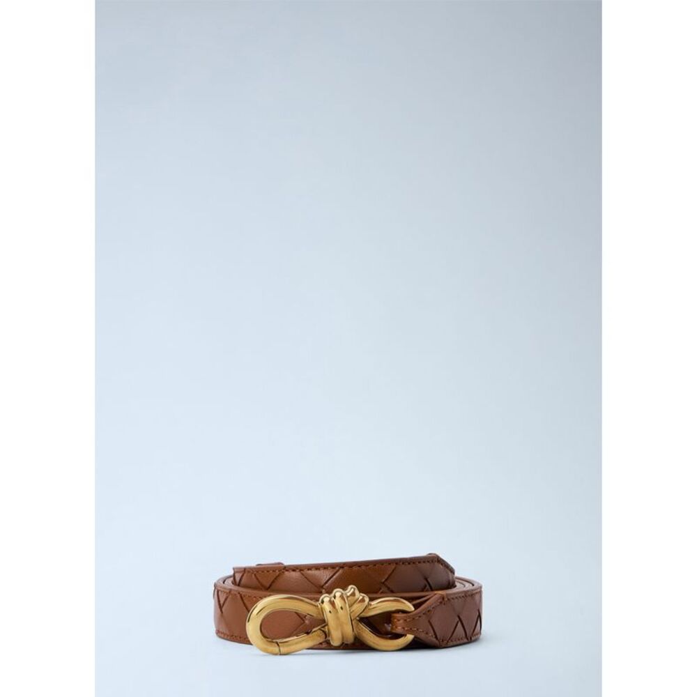 Bottega Veneta Women Quilted Leather Belt With Knot Buckle